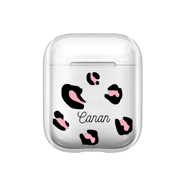 Polkadot Leopar Pembe Şeffaf AirPods Kılıfı