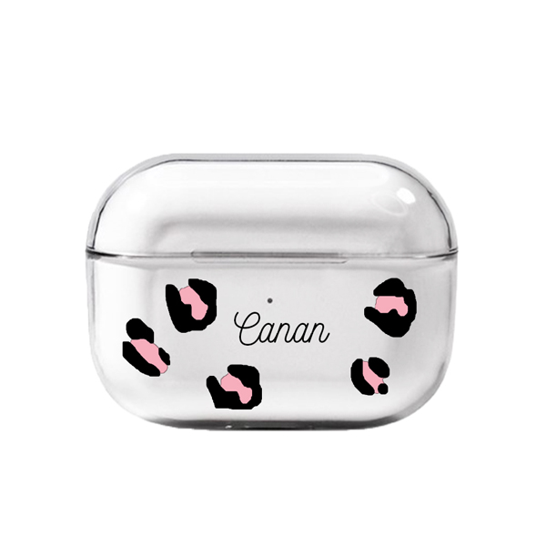 Polkadot Leopar Pembe Şeffaf AirPods Pro Kılıfı