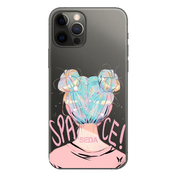 Space Girl Şeffaf Telefon Kılıfı