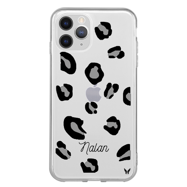 Polkadot Leopar Gri Şeffaf Telefon Kılıfı