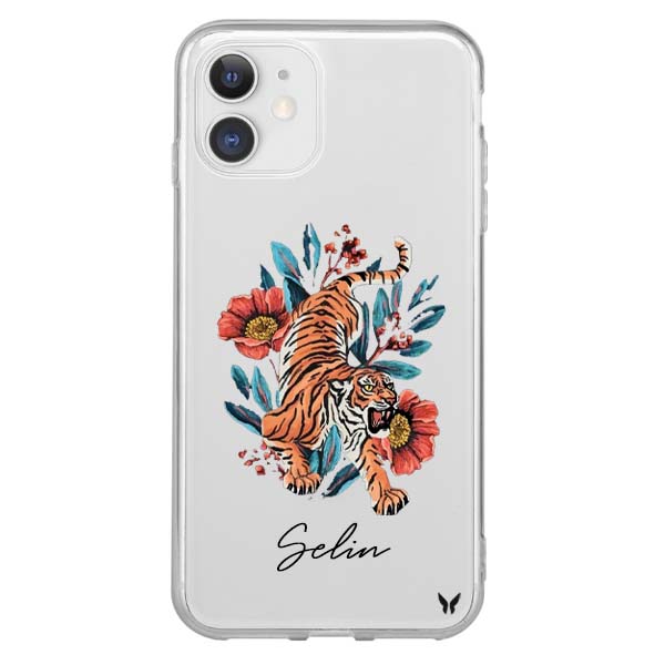 Çiçek Kaplan Şeffaf Telefon Kılıfı