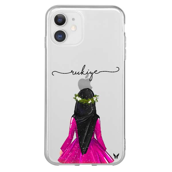 Pink Hijab Lady Şeffaf Telefon Kılıfı