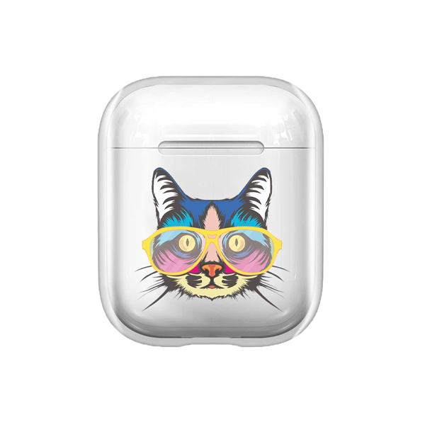 Rengarenk Kedi Şeffaf AirPods Kılıfı