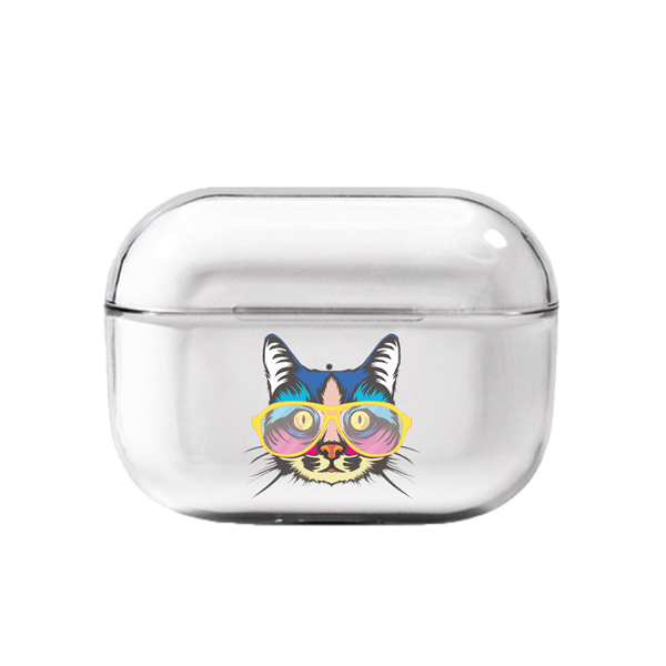 Rengarenk Kedi Şeffaf AirPods Pro Kılıfı