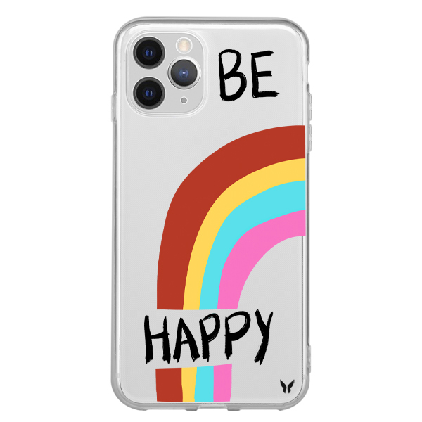 Be Happy Siyah Şeffaf Telefon Kılıfı