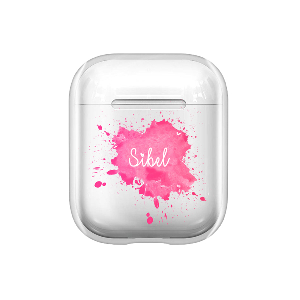 Pink Splash Power Şeffaf AirPods Kılıfı