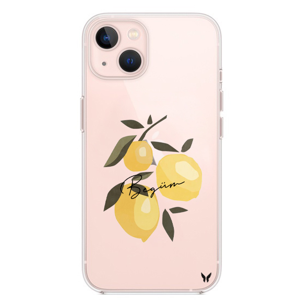 Pastel Limon Şeffaf Telefon Kılıfı İphone 13 Seri