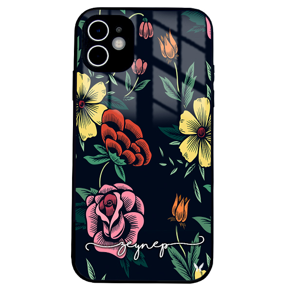 Black Flower Glossy Telefon Kılıfı