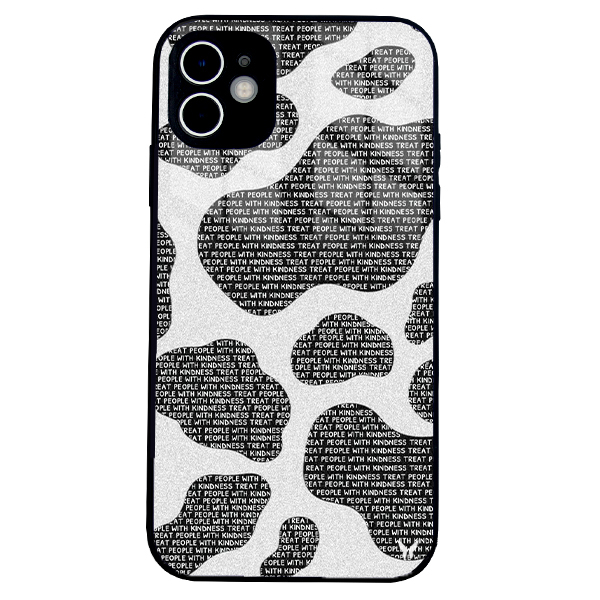 Text Cow Pattern Glossy Telefon Kılıfı