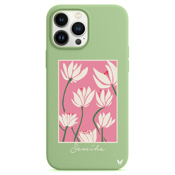 Pink Flowers Lansman Kılıf iphone 13 Seri