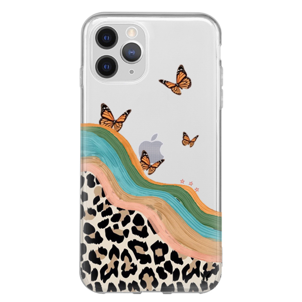 Butterfly Leopard Şeffaf Telefon Kılıfı