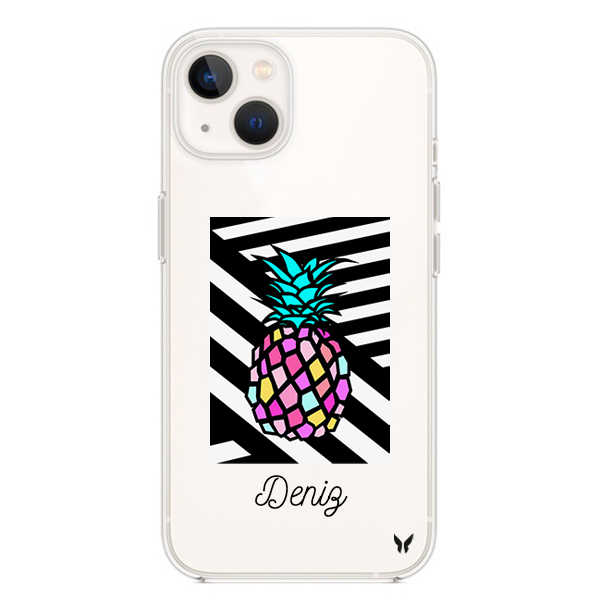 Renkli Ananas Şeffaf Telefon Kılıfı İphone 13 Seri