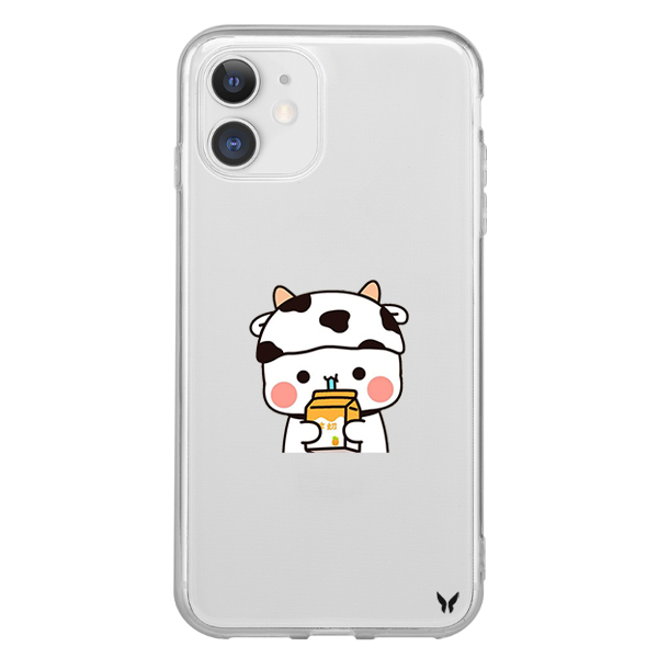 Cute Cow Şeffaf Telefon Kılıfı 