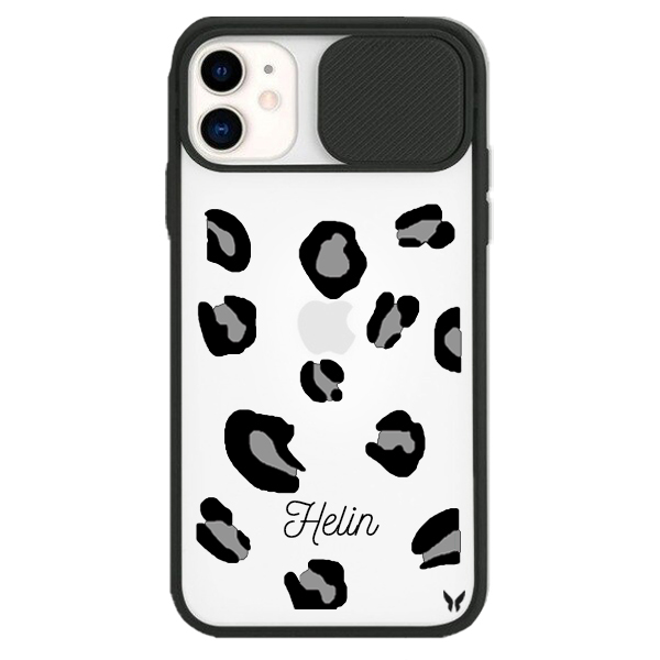 Polkadot Leopar Gri Kamera Sürgülü Kılıf