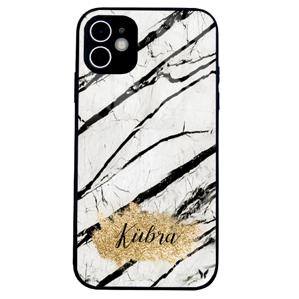 Siyah Beyaz Mermer Glossy Telefon Kılıfı