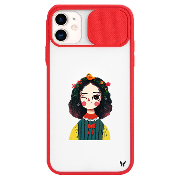 Curly Hair Girl Kamera Sürgülü Kılıf